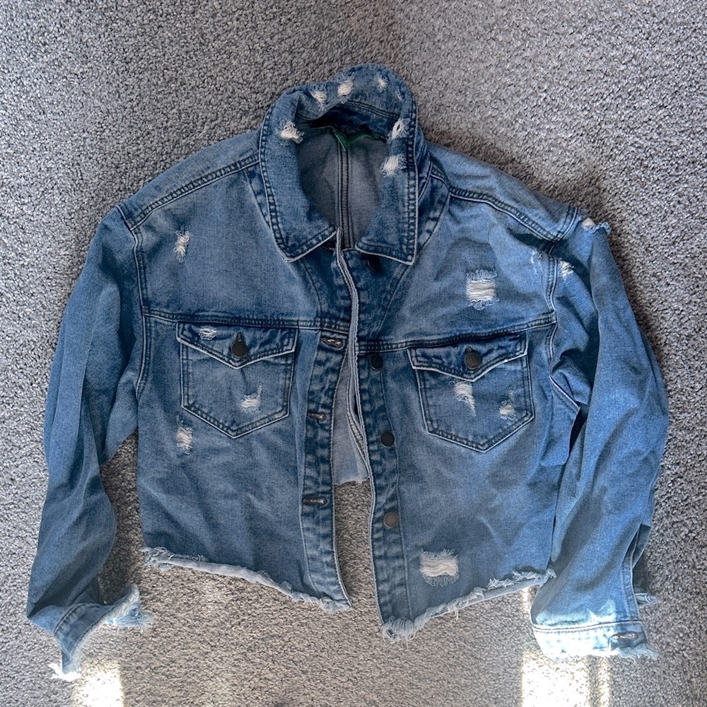 Dip Blue Distressed Jean Jacket
